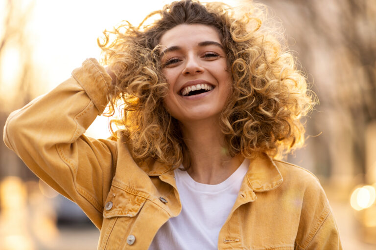 young lady with pretty curly hair