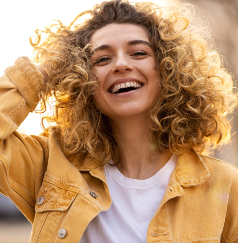 young lady with pretty curly hair